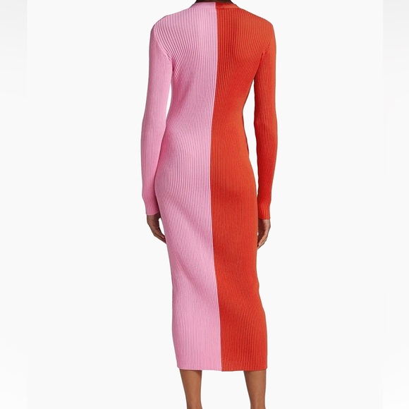STAUD Red and Pink Long Sleeve Dress - Picture 4 of 8